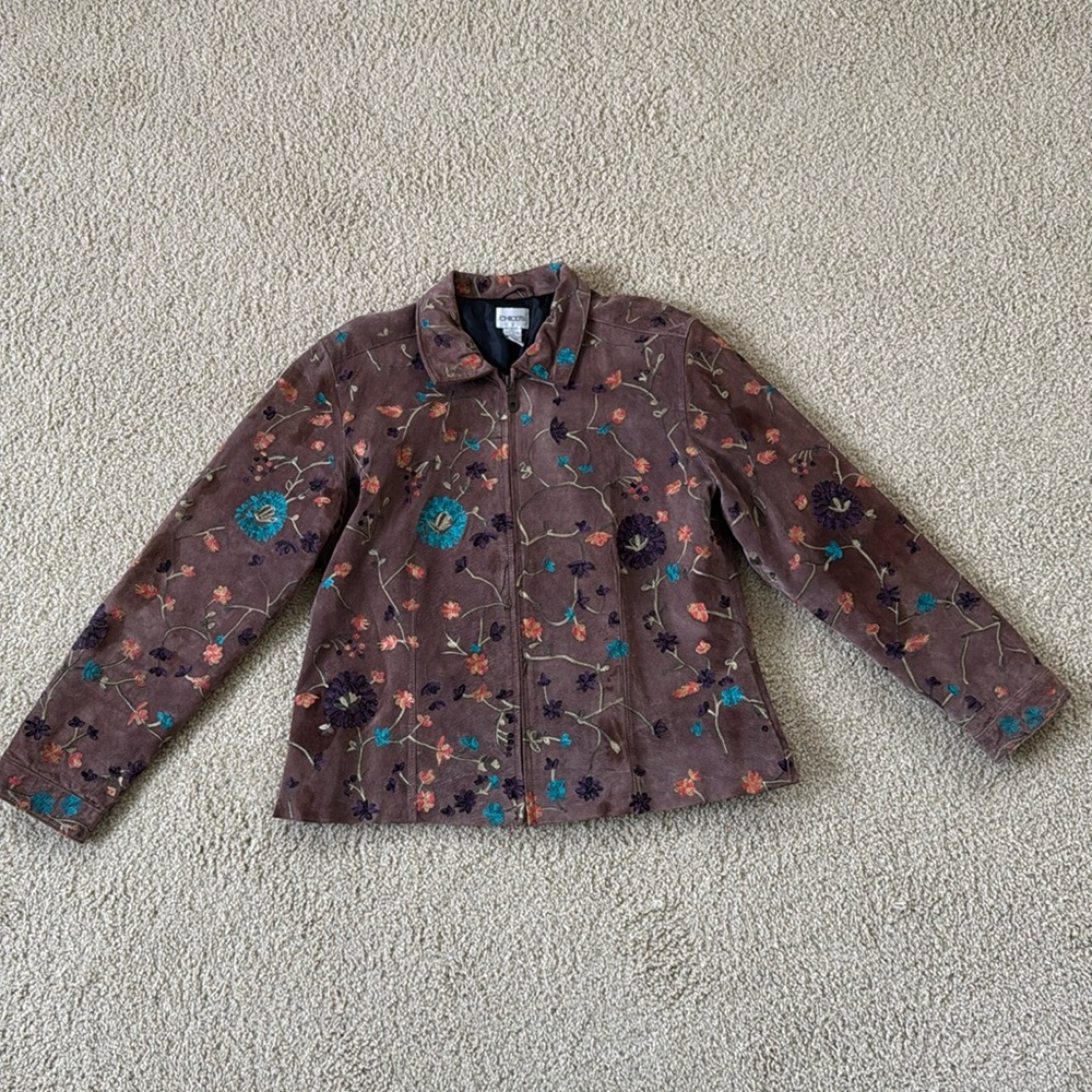 Suede Floral Pattern Jacket